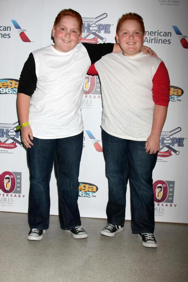 LOS ANGELES, NOV 7 - Benjamin Royer, Matthew Royer at the Adrian Gonzalezs Bat 4 Hope Celebrity Softball Game PADRES Contra El Cancer at the Dodger Stadium on November 7, 2015 in Los Angeles, CA photo