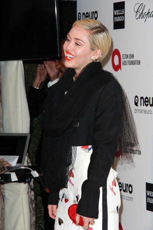 LOS ANGELES, FEB 22 - Miley Cyrus at the Elton John Oscar Party 2015 at the City Of West Hollywood Park on February 22, 2015 in West Hollywood, CA photo