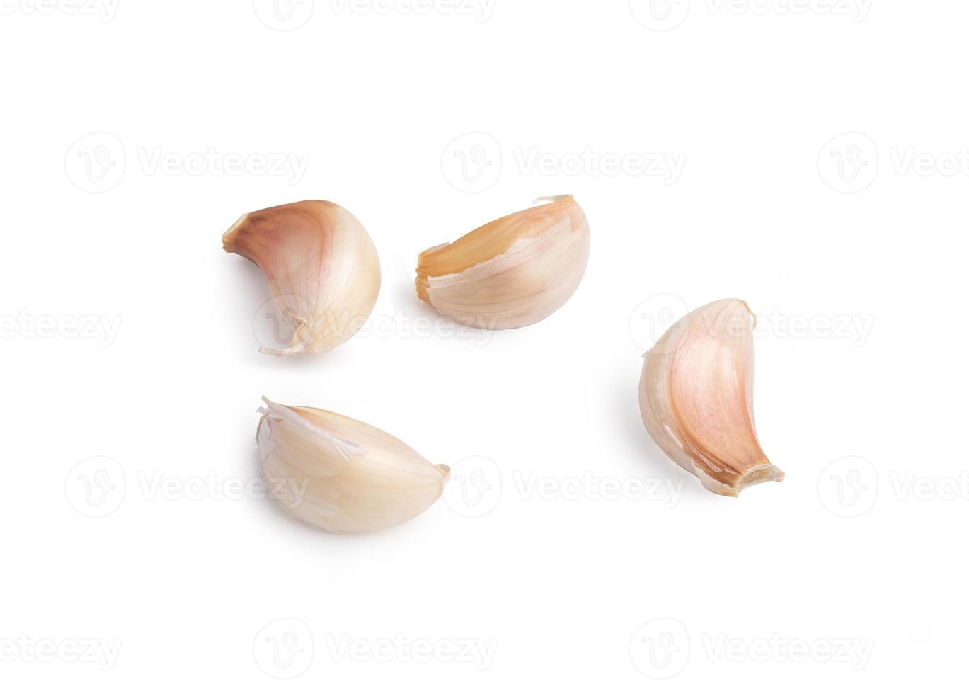 4 cloves garlic isolated on the white background photo