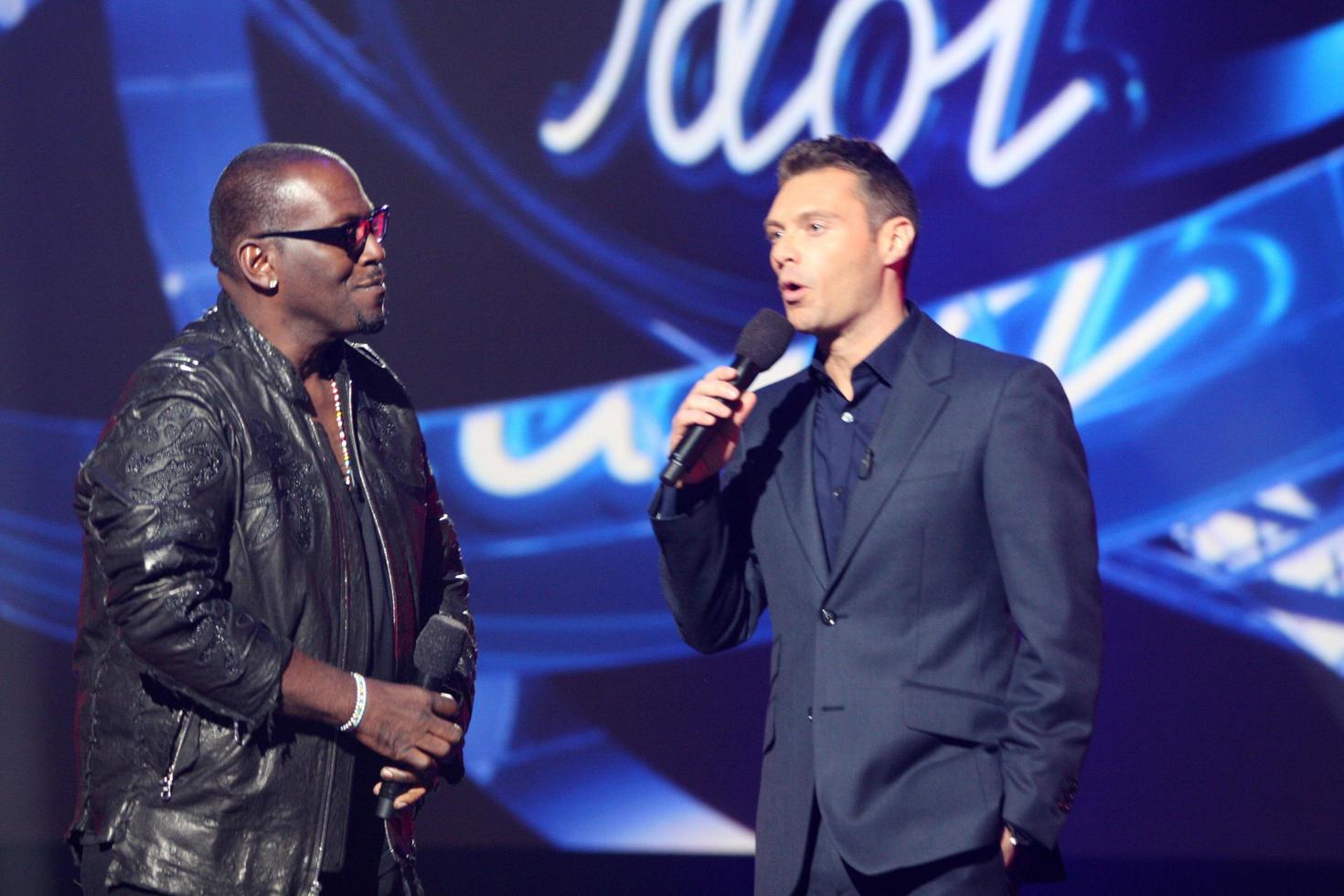 LOS ANGELES  SEP 22 - Randy Jackson, Ryan Seacrest at the American Idol Season 10 Judges Announcement at Forum on September 22, 2010 in Ingelwood, CA photo