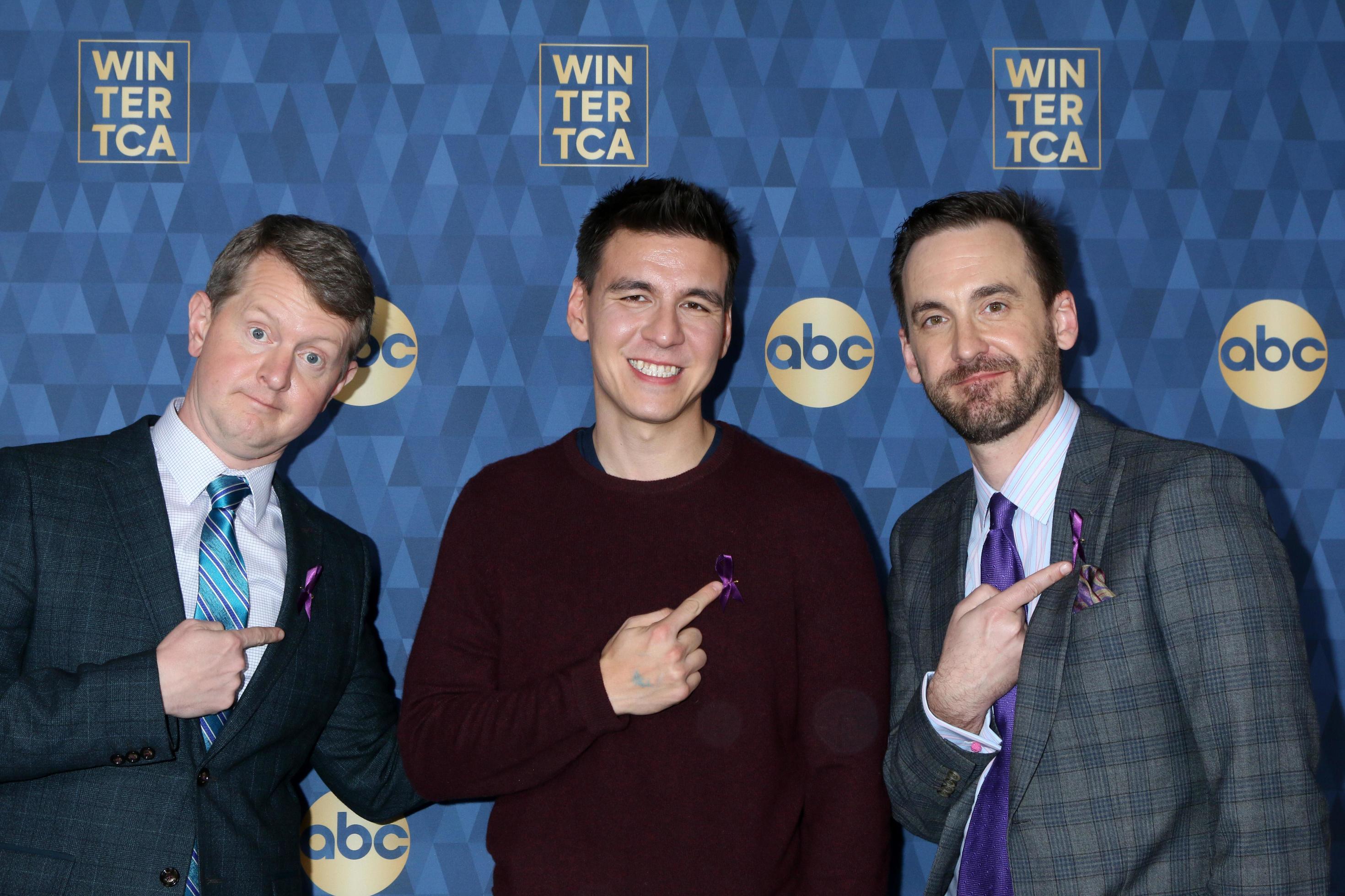 LOS ANGELES JAN 8 Ken Jennings, James Holzhauer, and Brad Rutter at the ABC Winter TCA Party