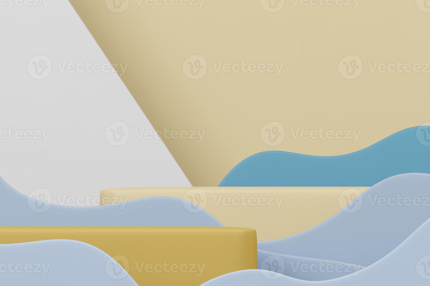 3d rendering illustration of podium stage display showcase for product placement in minimal design. photo