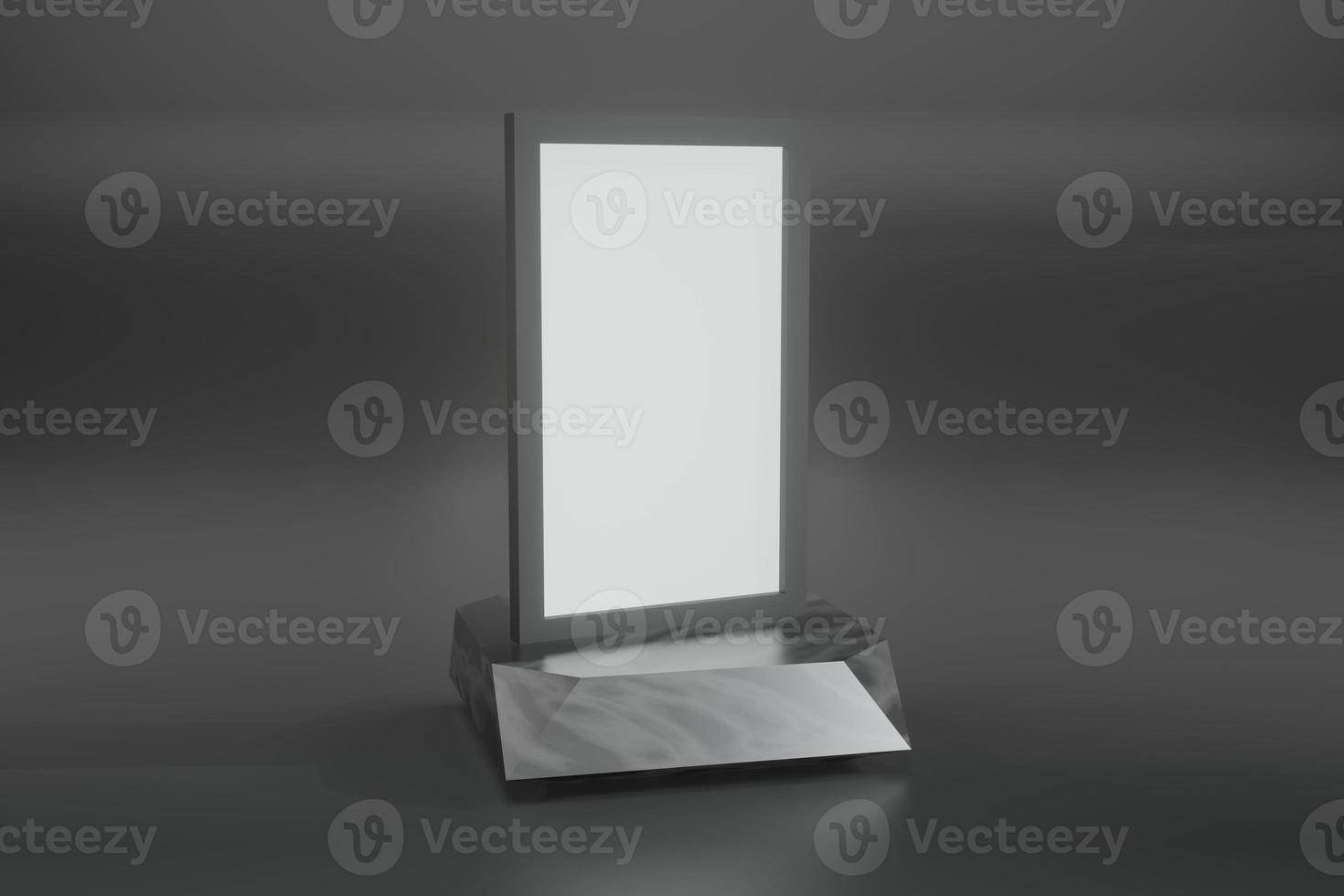 3d rendering illustration of empty frame mockup in minimal design photo