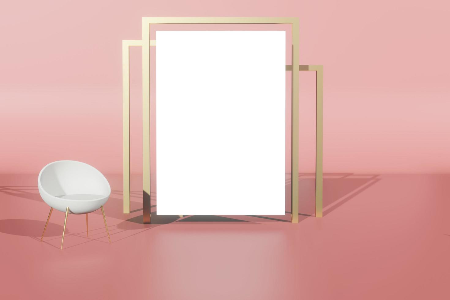 3d rendering illustration of empty frame mockup in minimal design photo