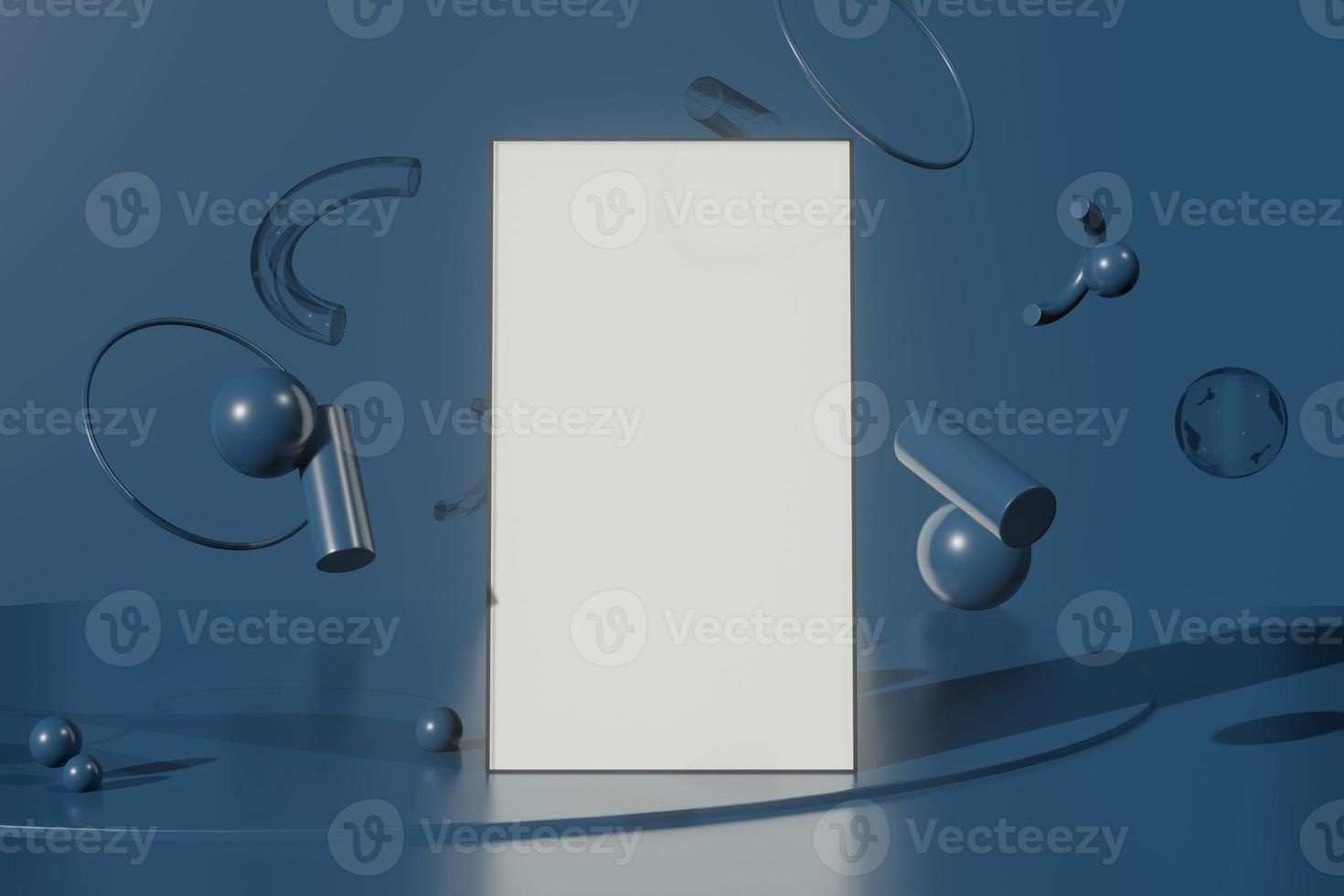 3d rendering illustration of empty frame mockup in minimal design photo