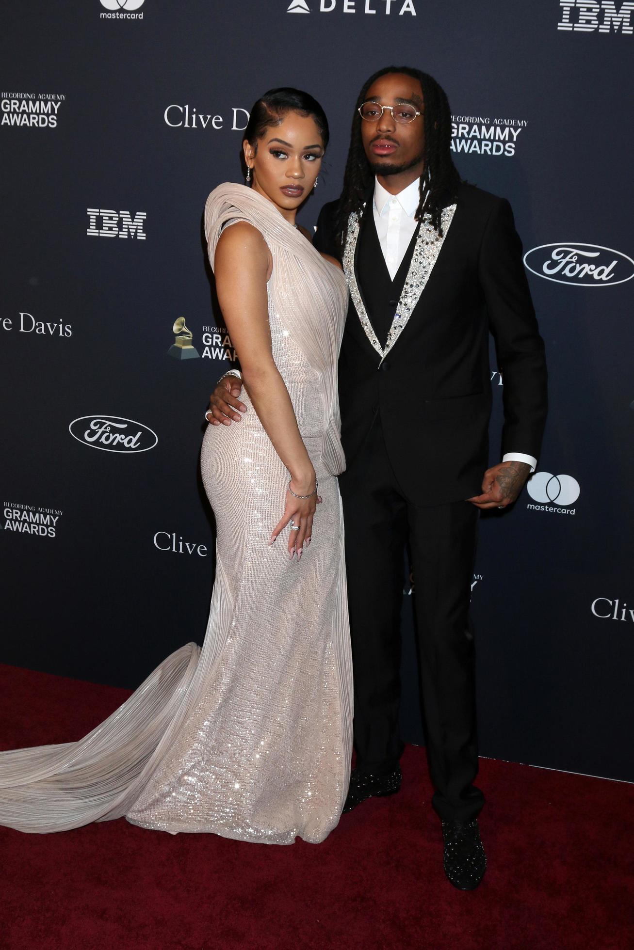 los angeles 25 de enero - saweetie, quavo en la gala pre grammy de