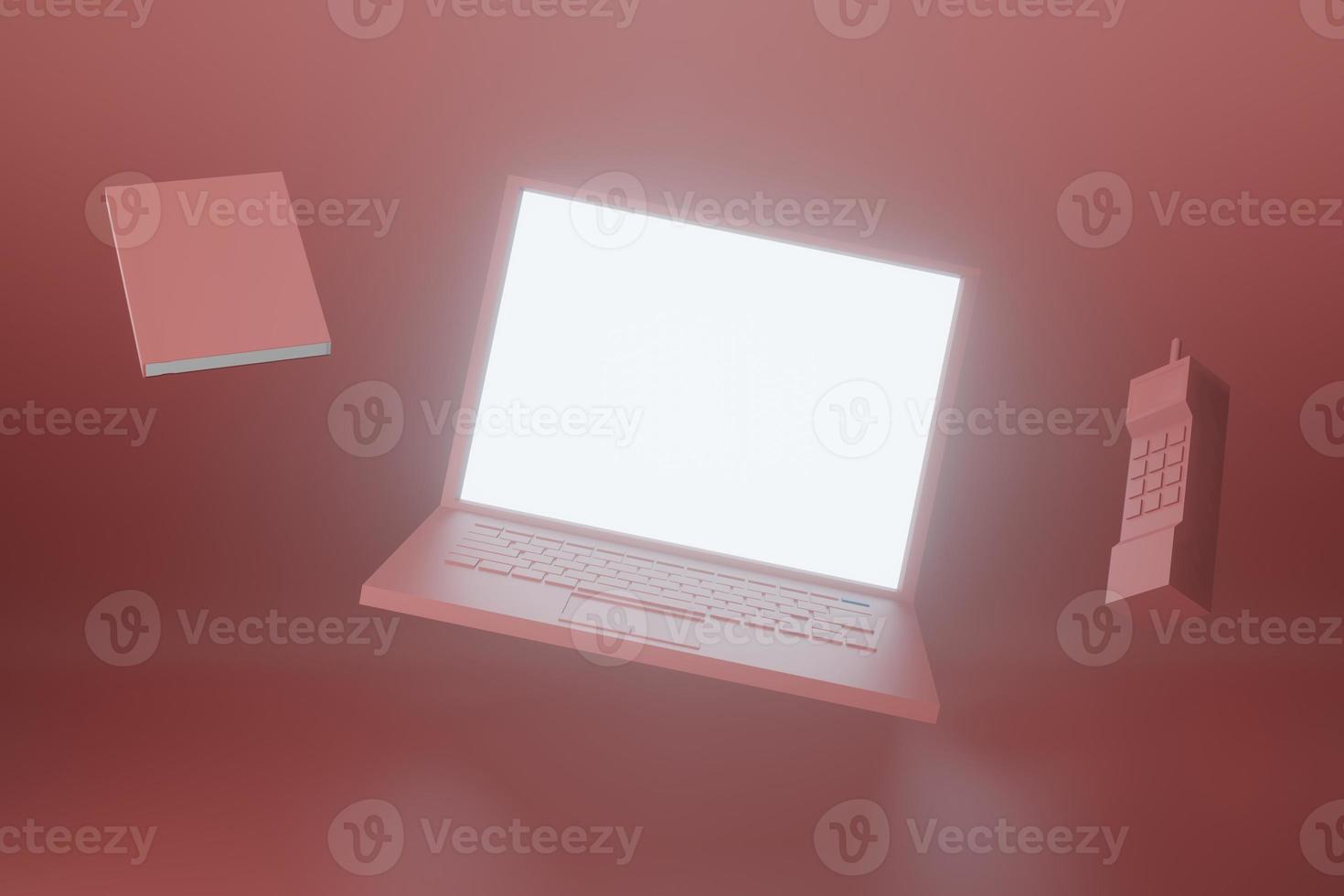 3d rendering illustration of laptop computer in minimal design photo