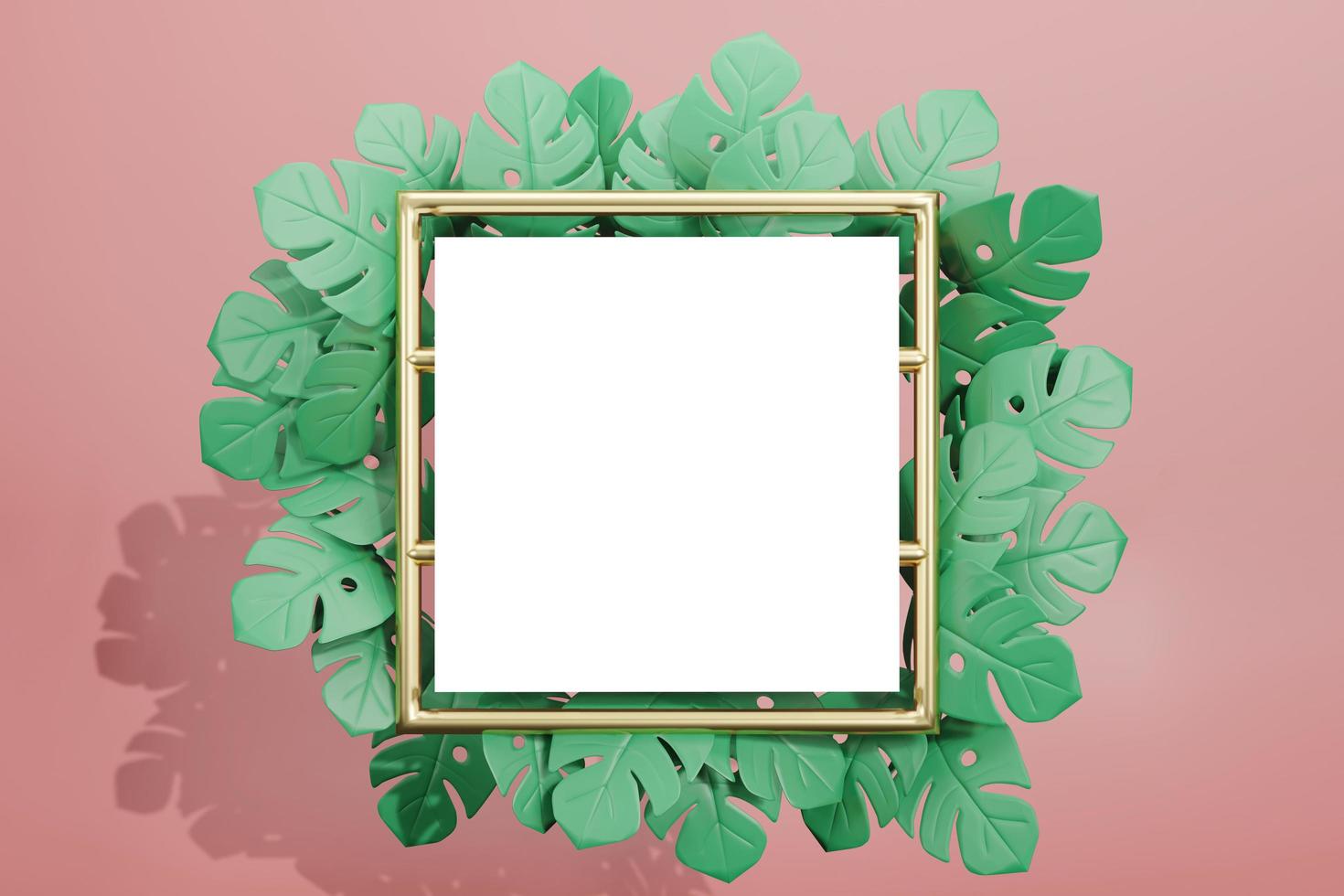 3d rendering illustration of empty frame mockup in minimal design photo