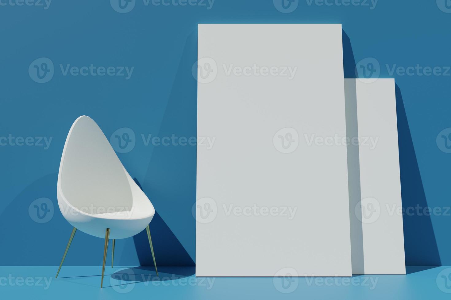 3d rendering illustration of empty frame mockup in minimal design photo