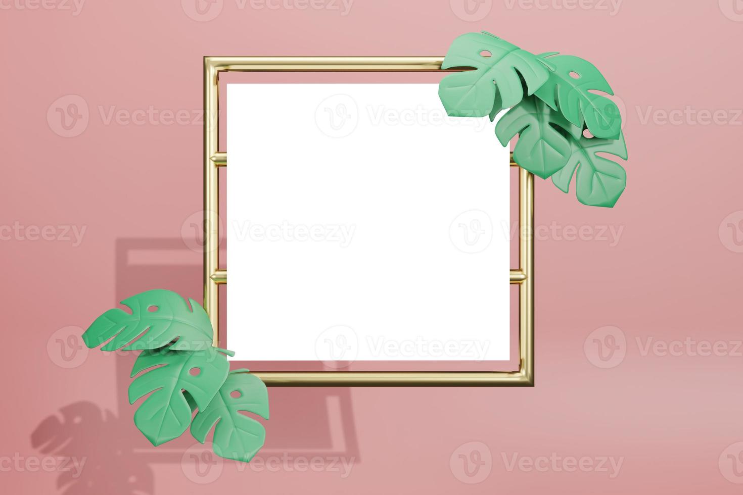 3d rendering illustration of empty frame mockup in minimal design photo