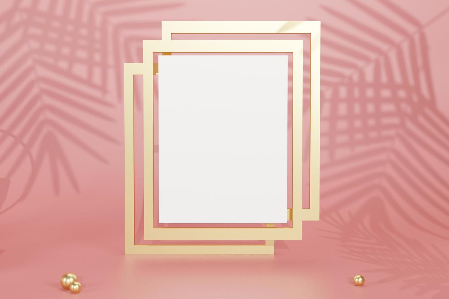 3d rendering illustration of empty frame mockup in minimal design photo