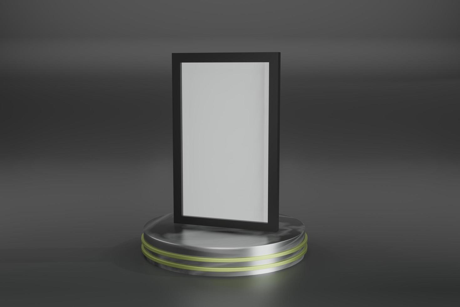 3d rendering illustration of empty frame mockup in minimal design photo