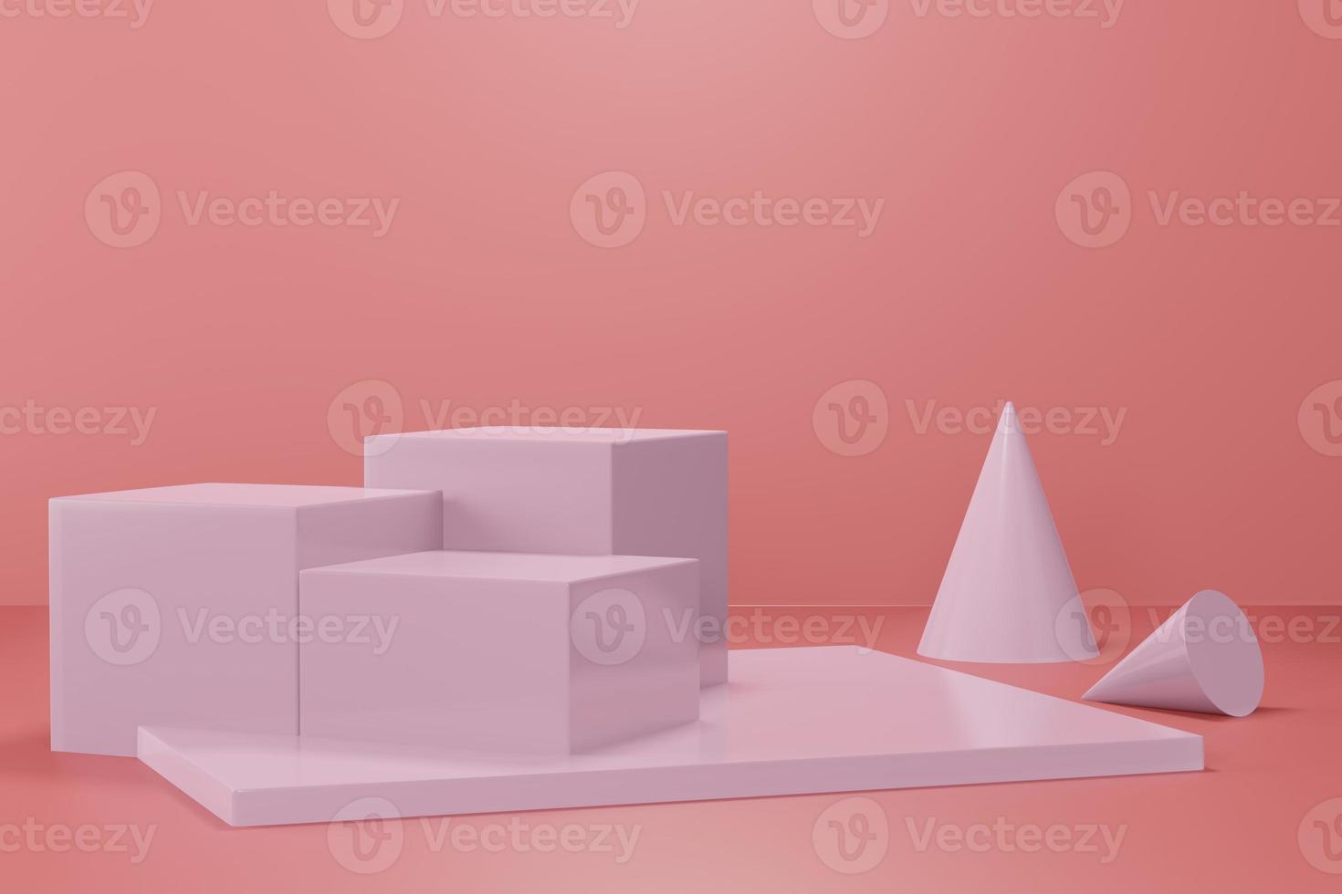 3d rendering illustration of podium stage display showcase for product placement in minimal design. photo
