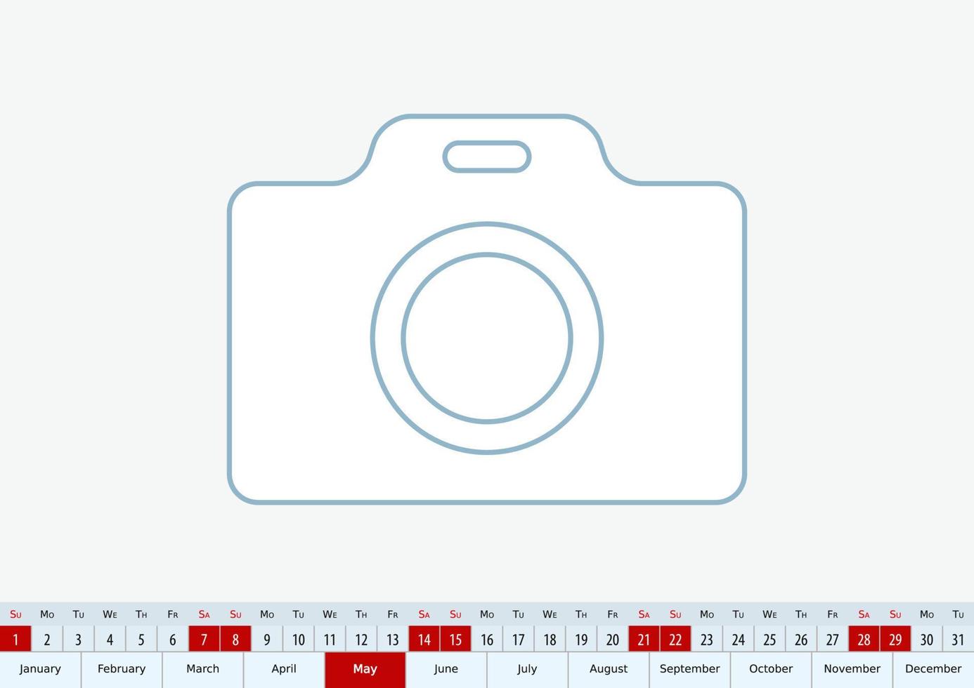 May 2022 for desk calendar. Vector template.