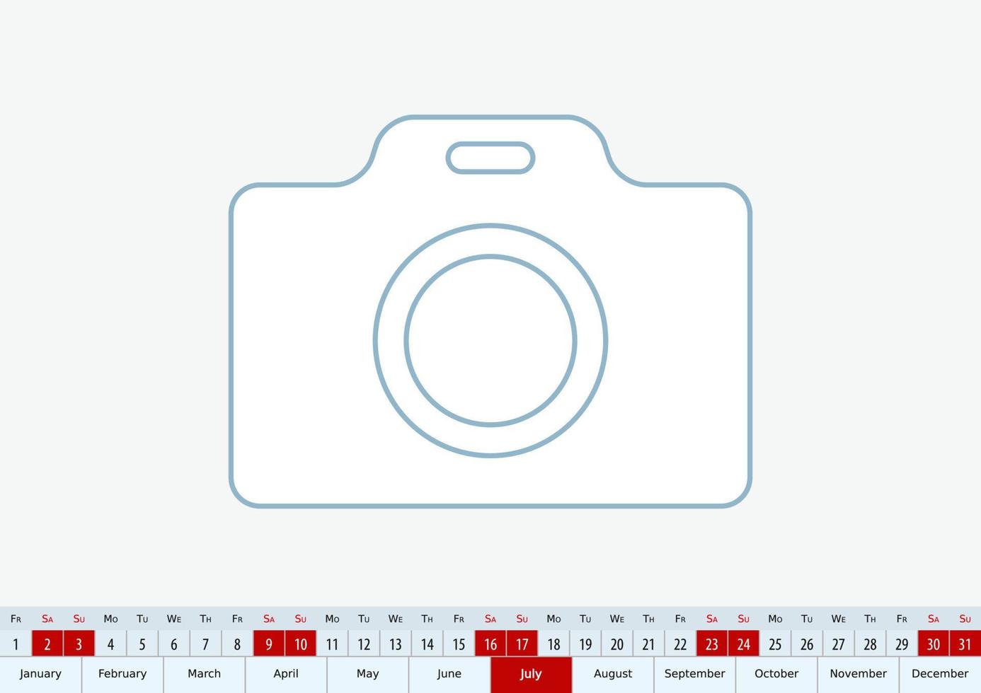 July 2022 for desk calendar. Vector template.