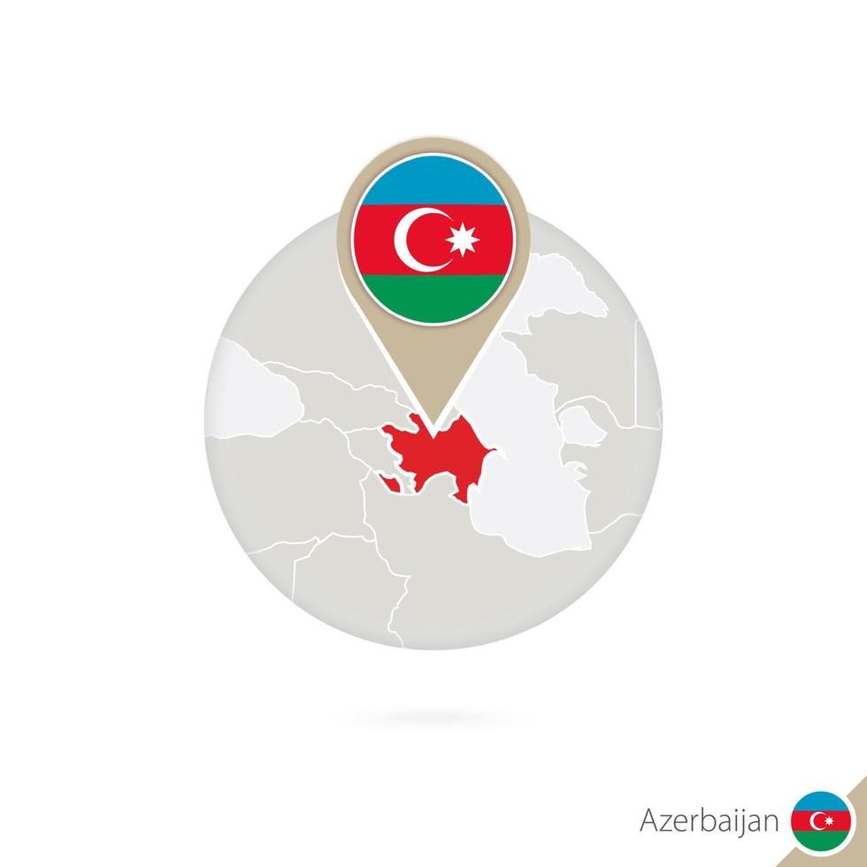 azerbaiyán mapa y bandera en círculo. mapa de azerbaiyán, bandera de azerbaiyán. mapa de azerbaiyán al estilo del mundo. vector