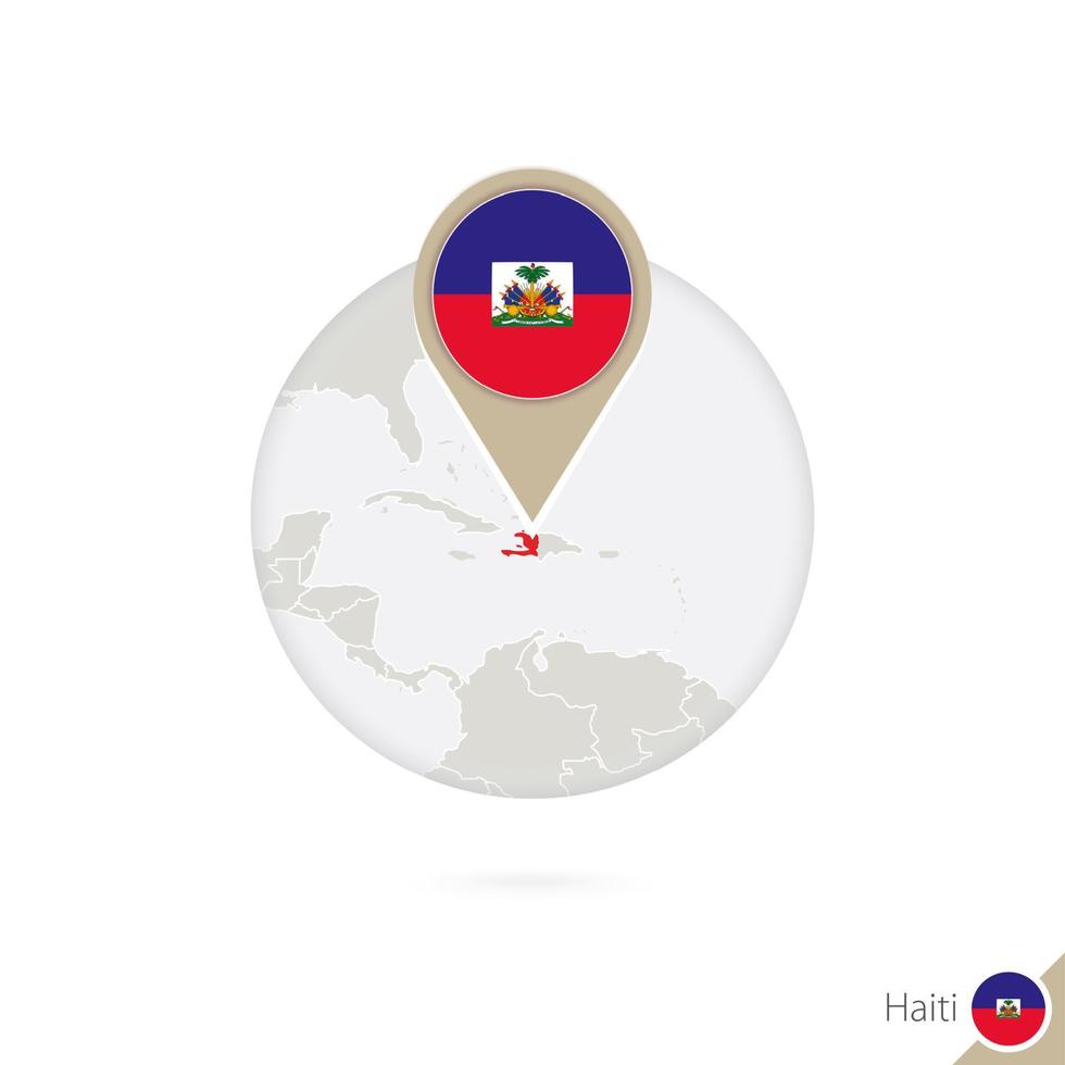 Haiti map and flag in circle. Map of Haiti, Haiti flag pin. Map of Haiti in the style of the globe. vector