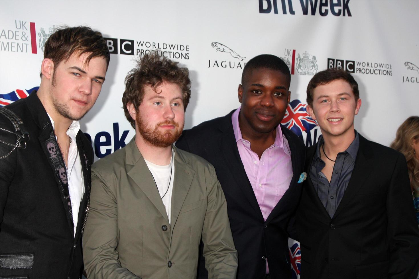 LOS ANGELES, APR 26 - James Durbin, Casey Abrams, Jacob Lusk, Scotty McCreery arriving at the 5th Annual BritWeek Launch Party at British Consul Generals residence on April 26, 2011 in Los Angeles, CA photo