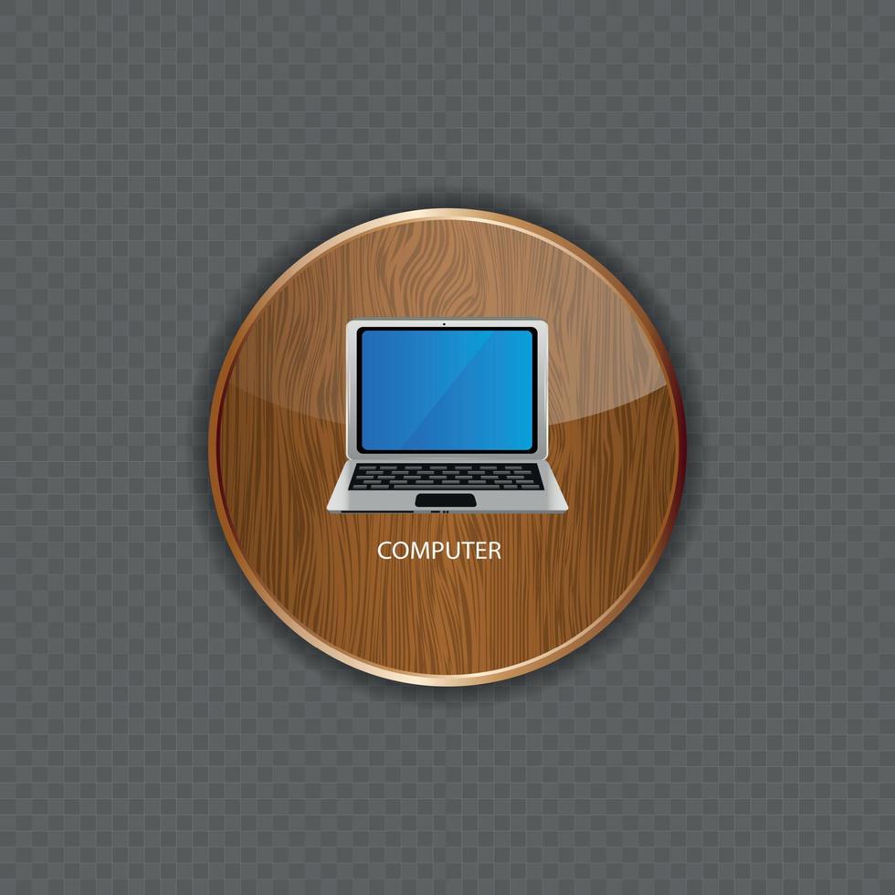 Computer wood application icons vector illustration