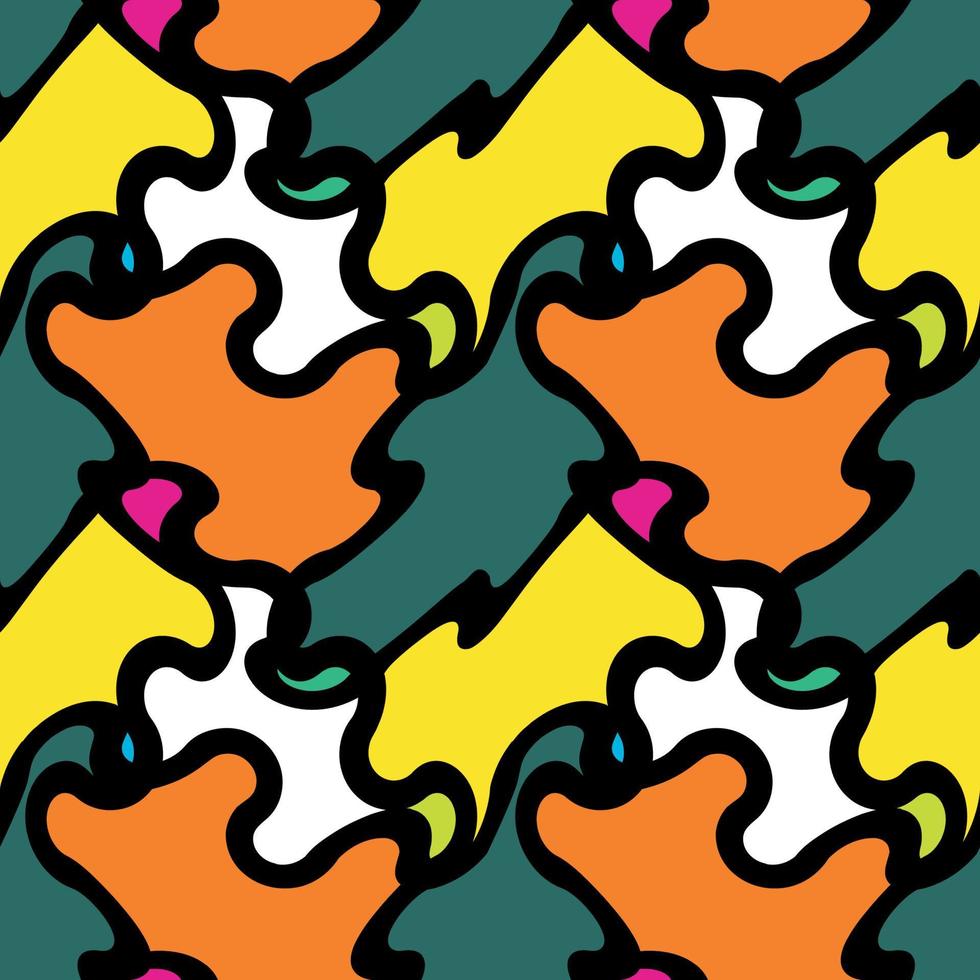 Seamless Pattern. Abstract Psychedelic Art Background. Vector Illustration.