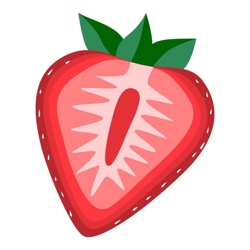 Red strawberry vegan berry vector flat isolated illustration