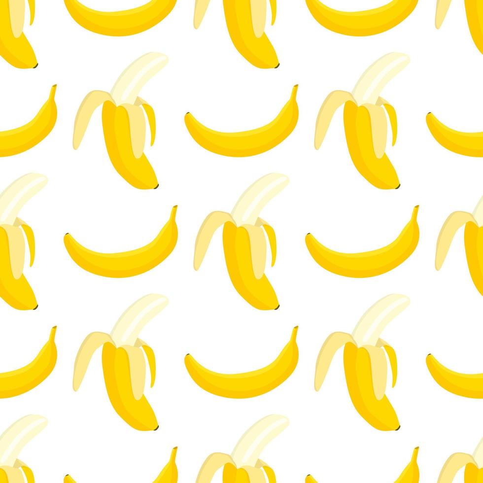 Sweet banana vegan fruit vector flat seamless pattern