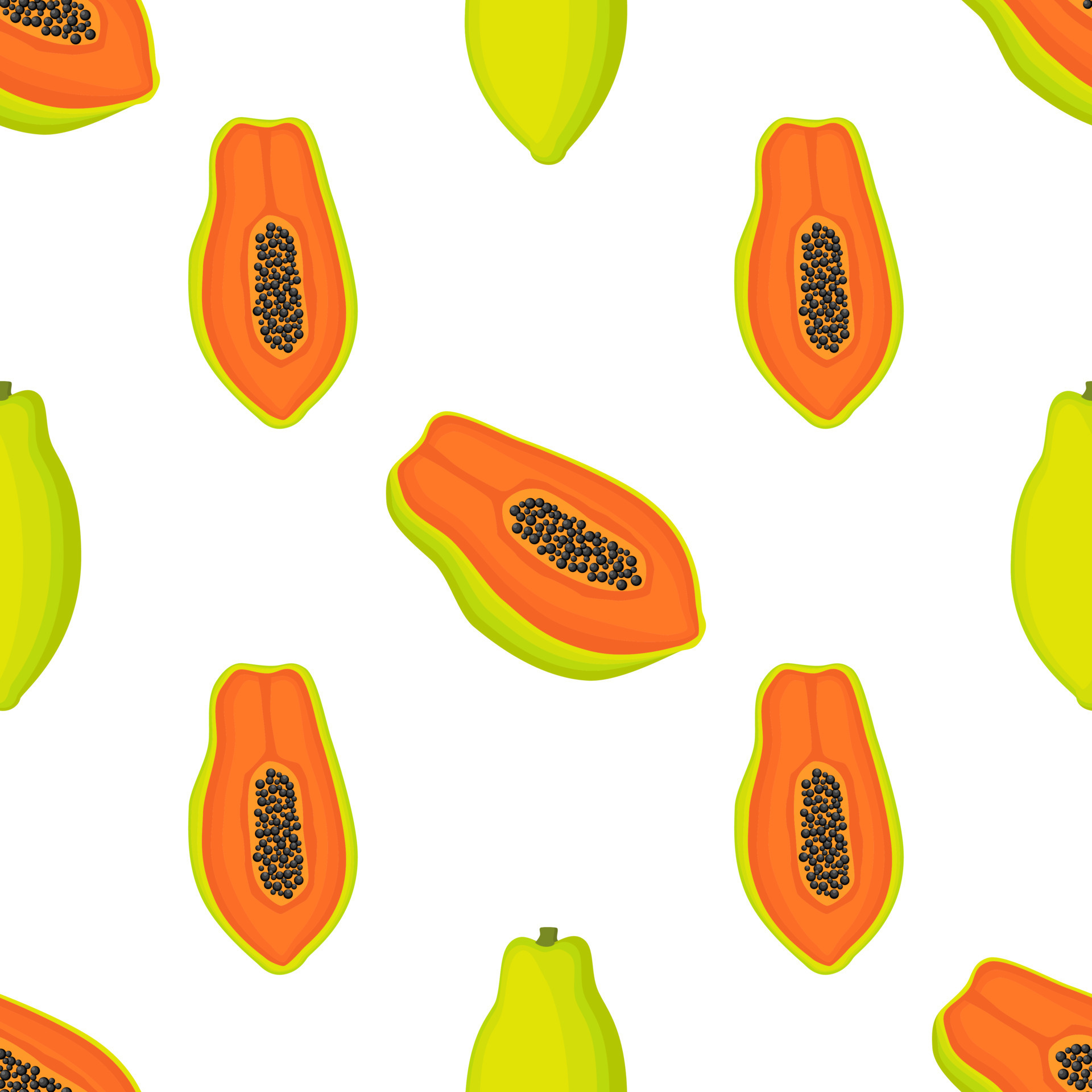 Exotic papaya vegan fruit vector flat seamless pattern 8402858 Vector