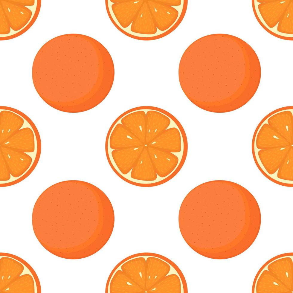 Juicy orange vegan fruit vector flat seamless pattern