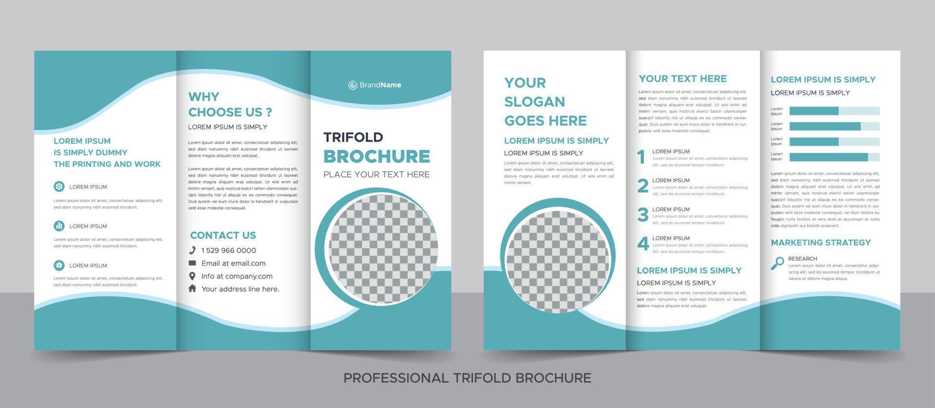 Trifold Brochure Design Template for Your Company, Corporate, Business, Advertising, Marketing, Agency, and Internet Business. vector