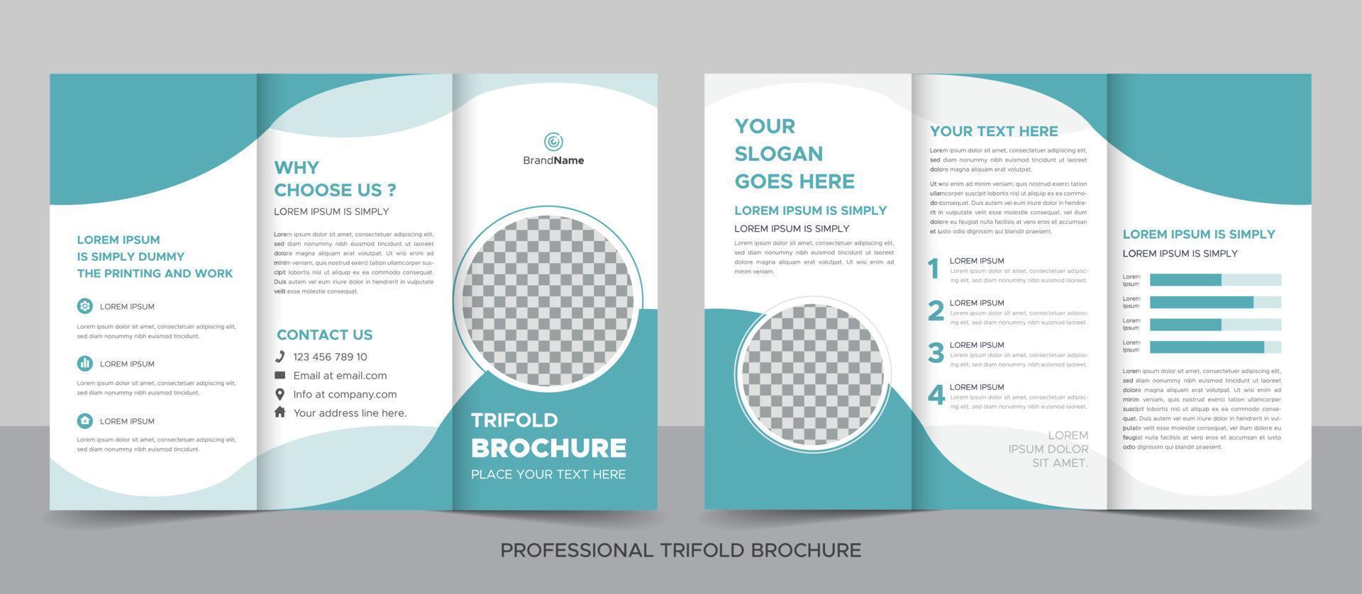 Trifold Brochure Design Template for Your Company, Corporate, Business, Advertising, Marketing, Agency, and Internet Business. vector