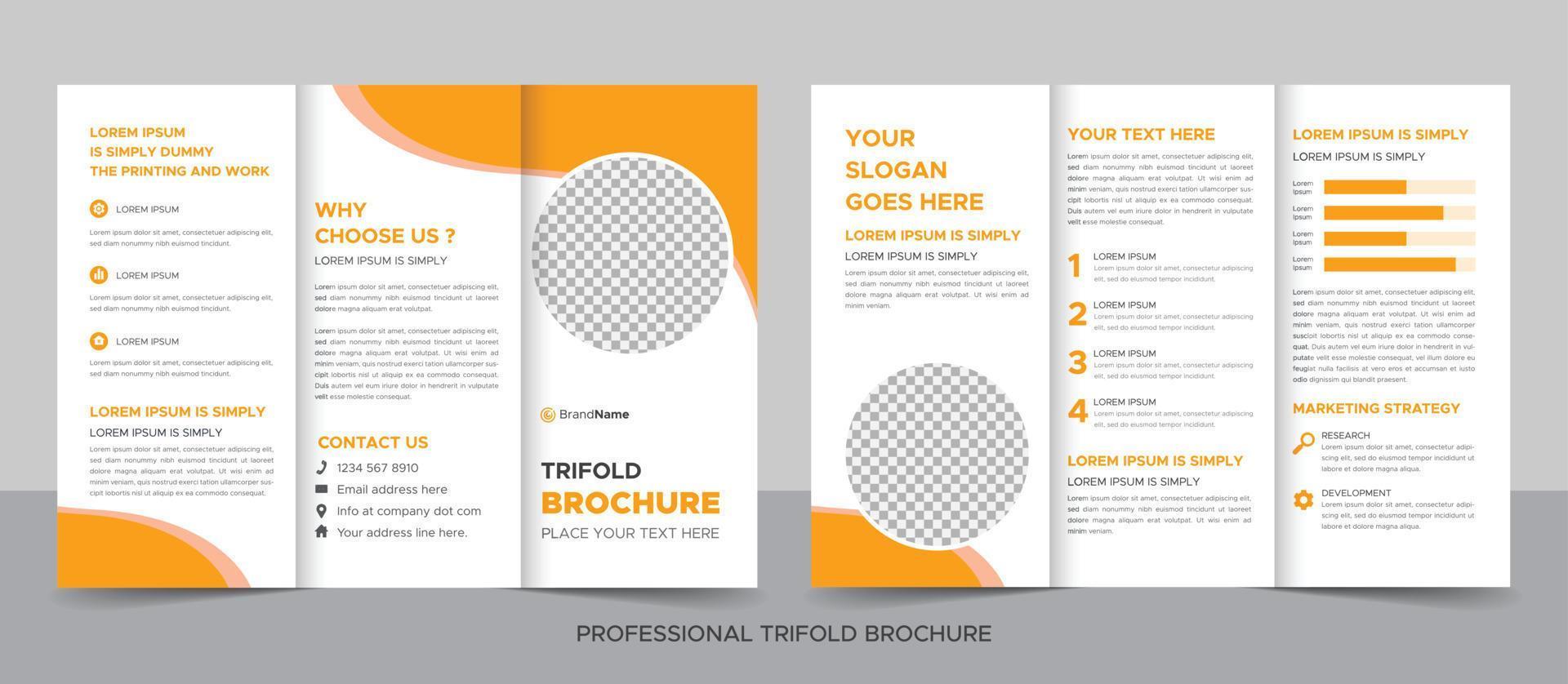 Trifold Brochure Design Template for Your Company, Corporate, Business, Advertising, Marketing, Agency, and Internet Business. vector