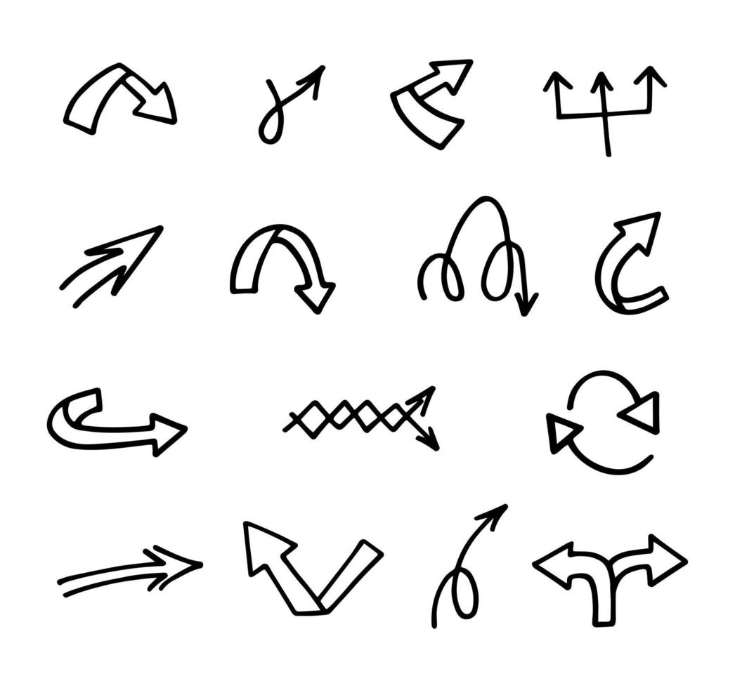 Vector set of hand drawn arrows, elements for presentation