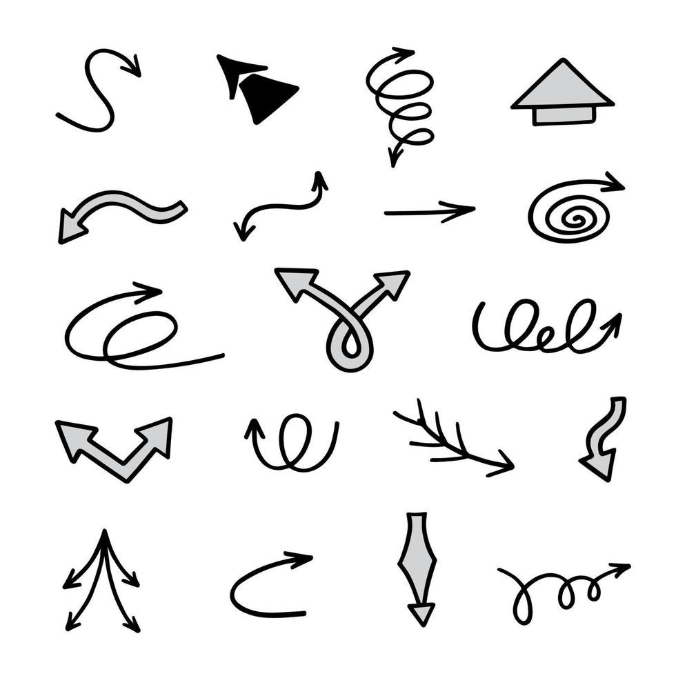 Vector set of hand drawn arrows, elements for presentation