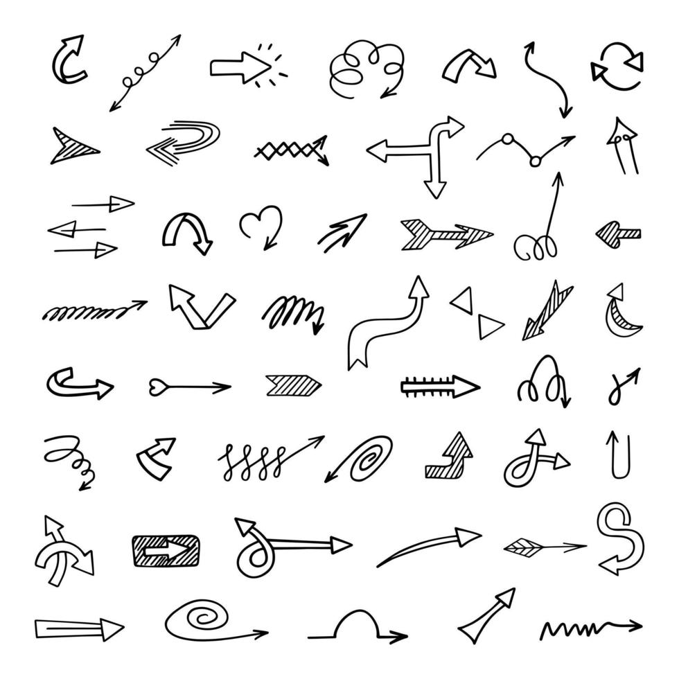Vector set of hand drawn arrows, elements for presentation