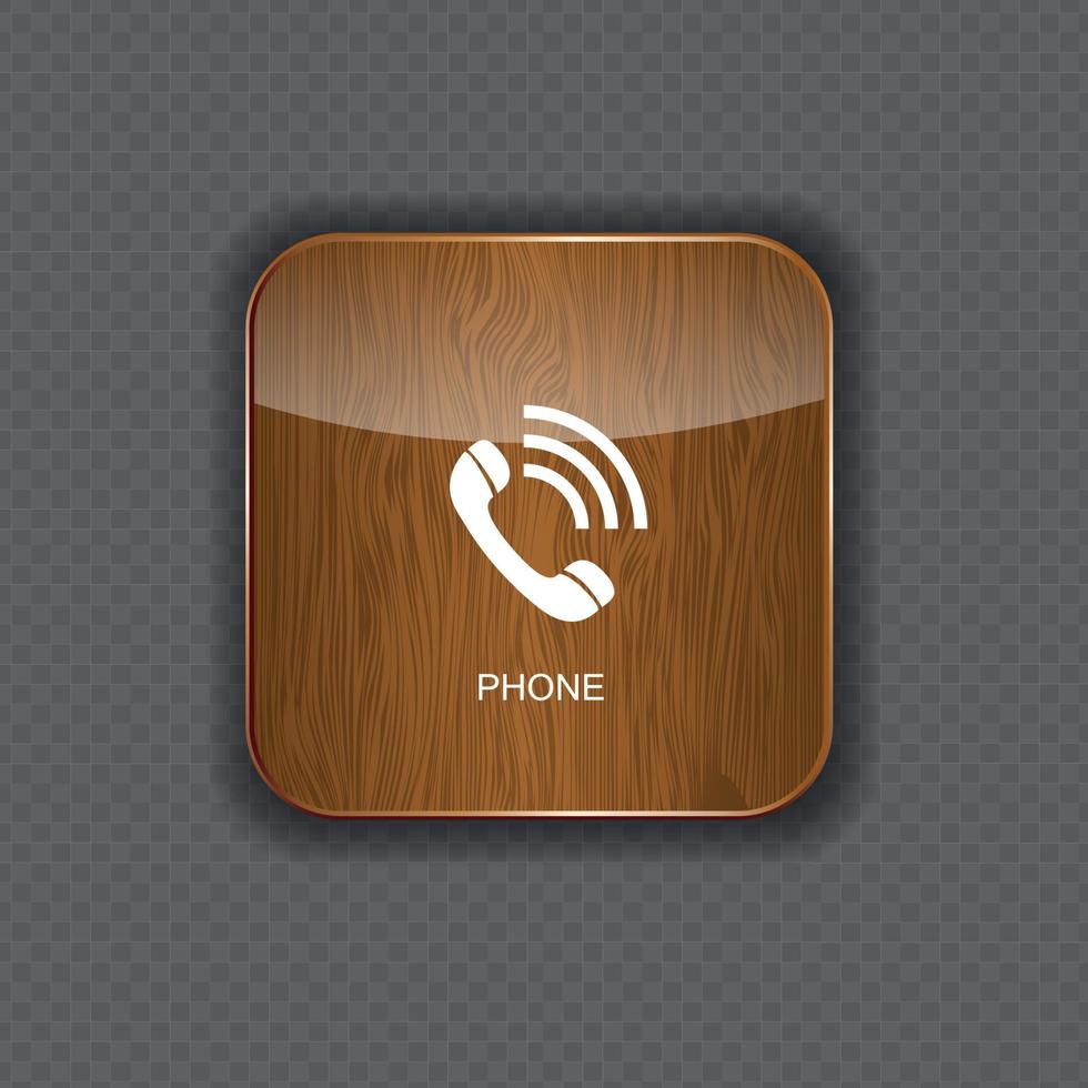 Phone wood application icons vector