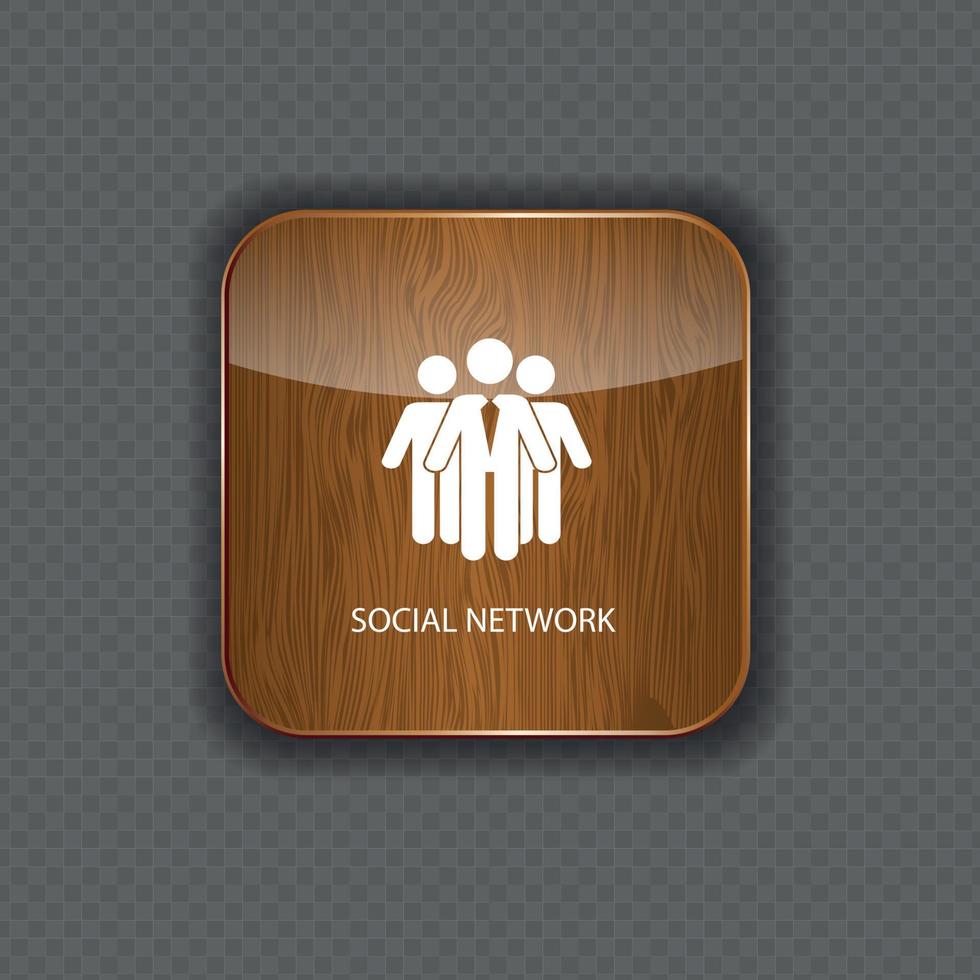 Social network  wood  application icons vector