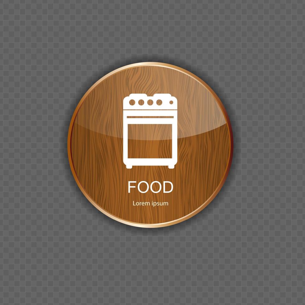 Food and drink wood application icons vector