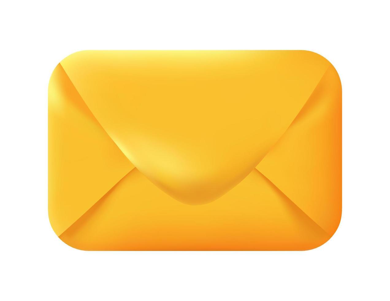 Icono de sobre de correo realista en 3D. señal de mensajes, notificaciones para redes sociales, sitios. símbolo de letra, ilustración vectorial vector