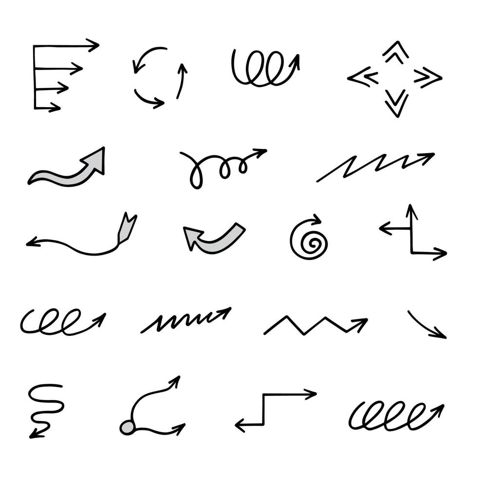 Vector set of hand drawn arrows, elements for presentation