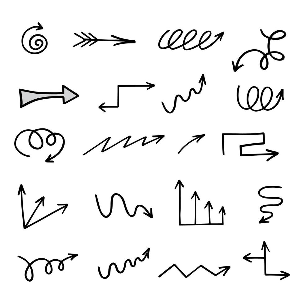 Vector set of hand drawn arrows, elements for presentation