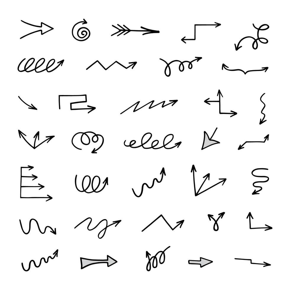 Vector set of hand drawn arrows, elements for presentation