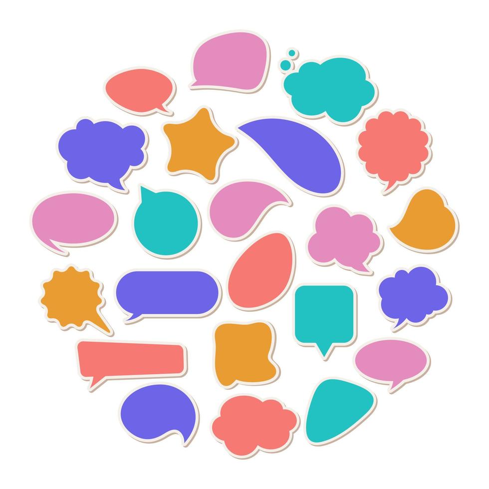 Sticker set, collection of speech bubbles, vector template