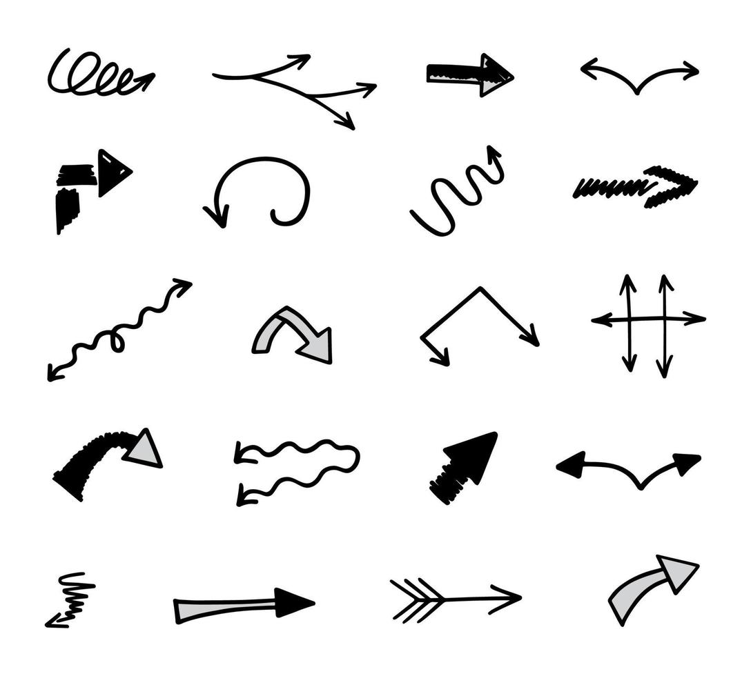 Vector set of hand drawn arrows, elements for presentation