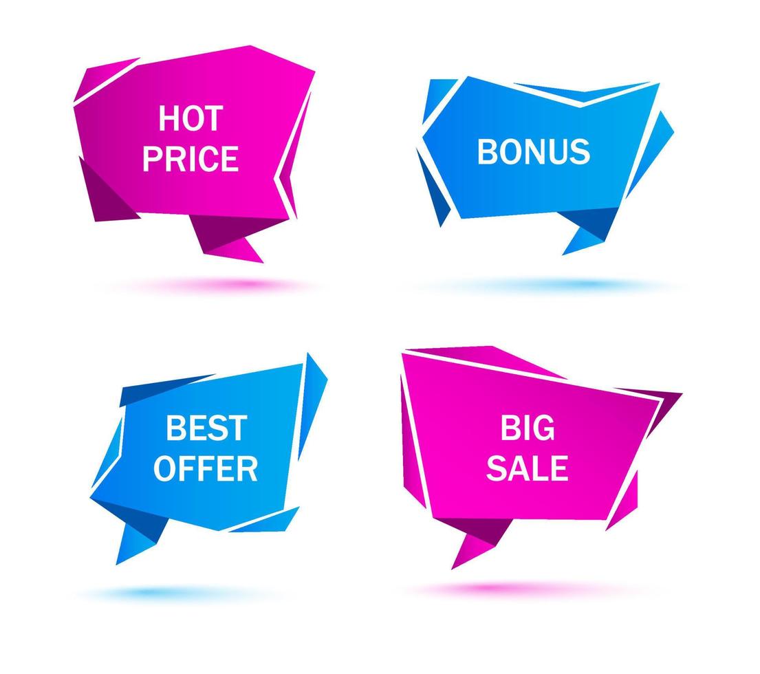 Vector stickers, price tag, banner, label. Coupon sale, offers and promotions vector template. Set of speech bubbles