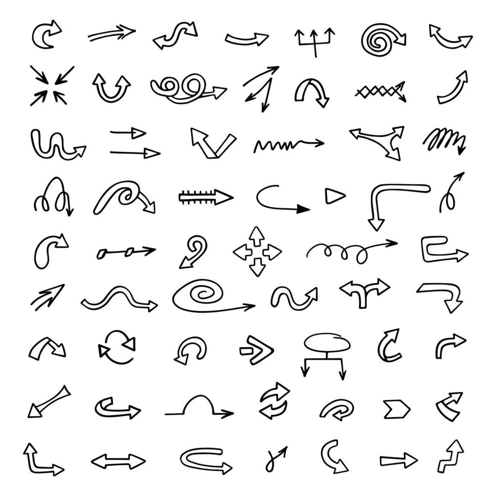 Vector set of hand drawn arrows, elements for presentation
