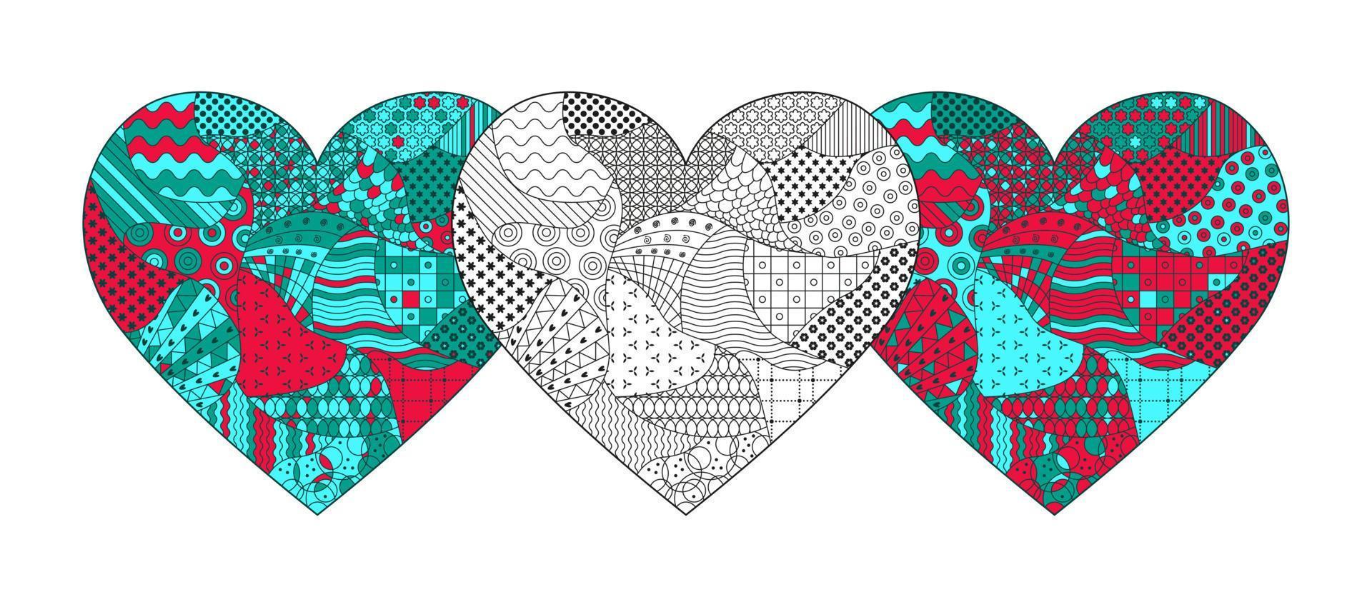 Vector flat illustration, pattern hearts. Concept on the theme of love, Valentine's day