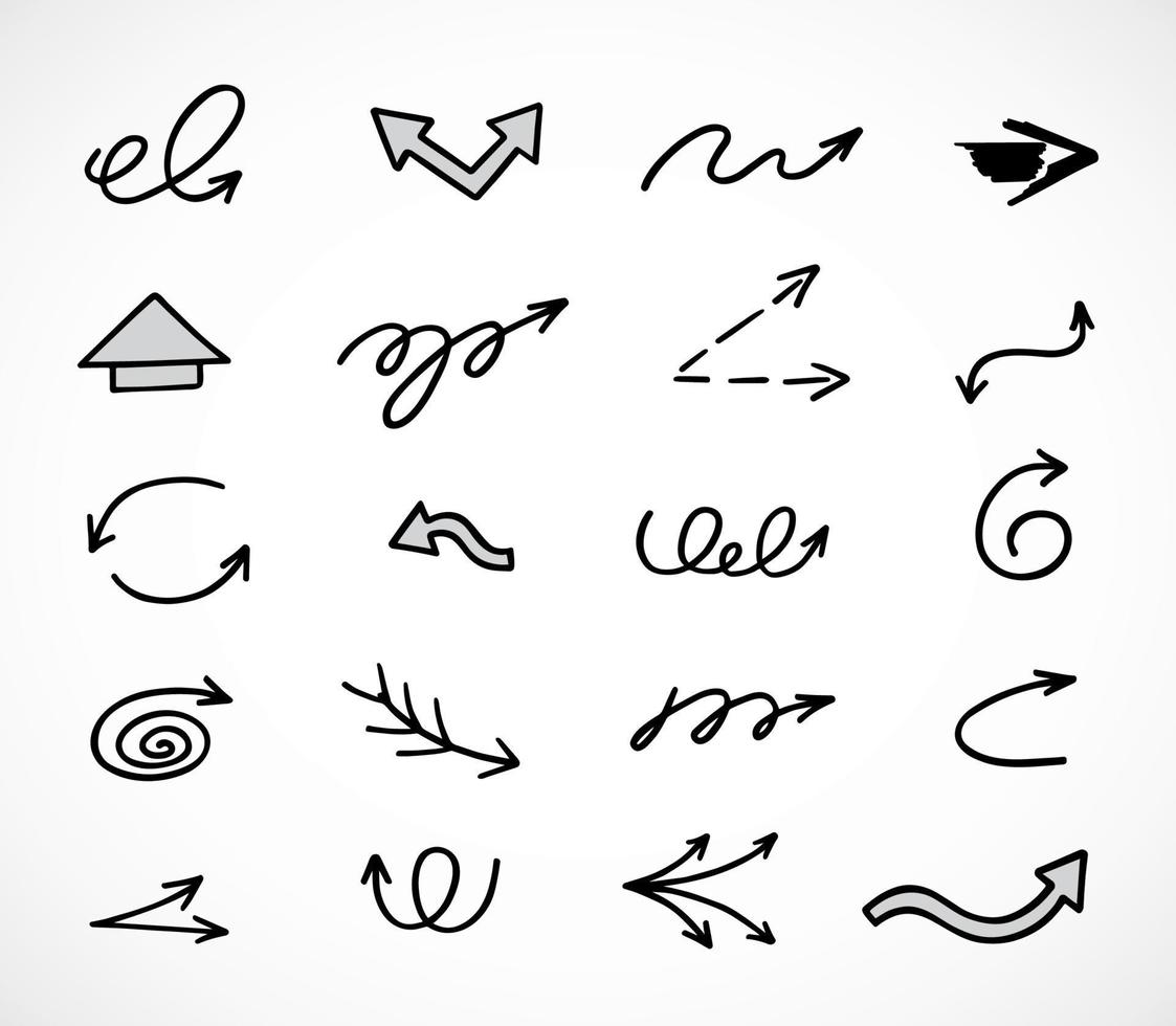 Vector set of hand drawn arrows, elements for presentation