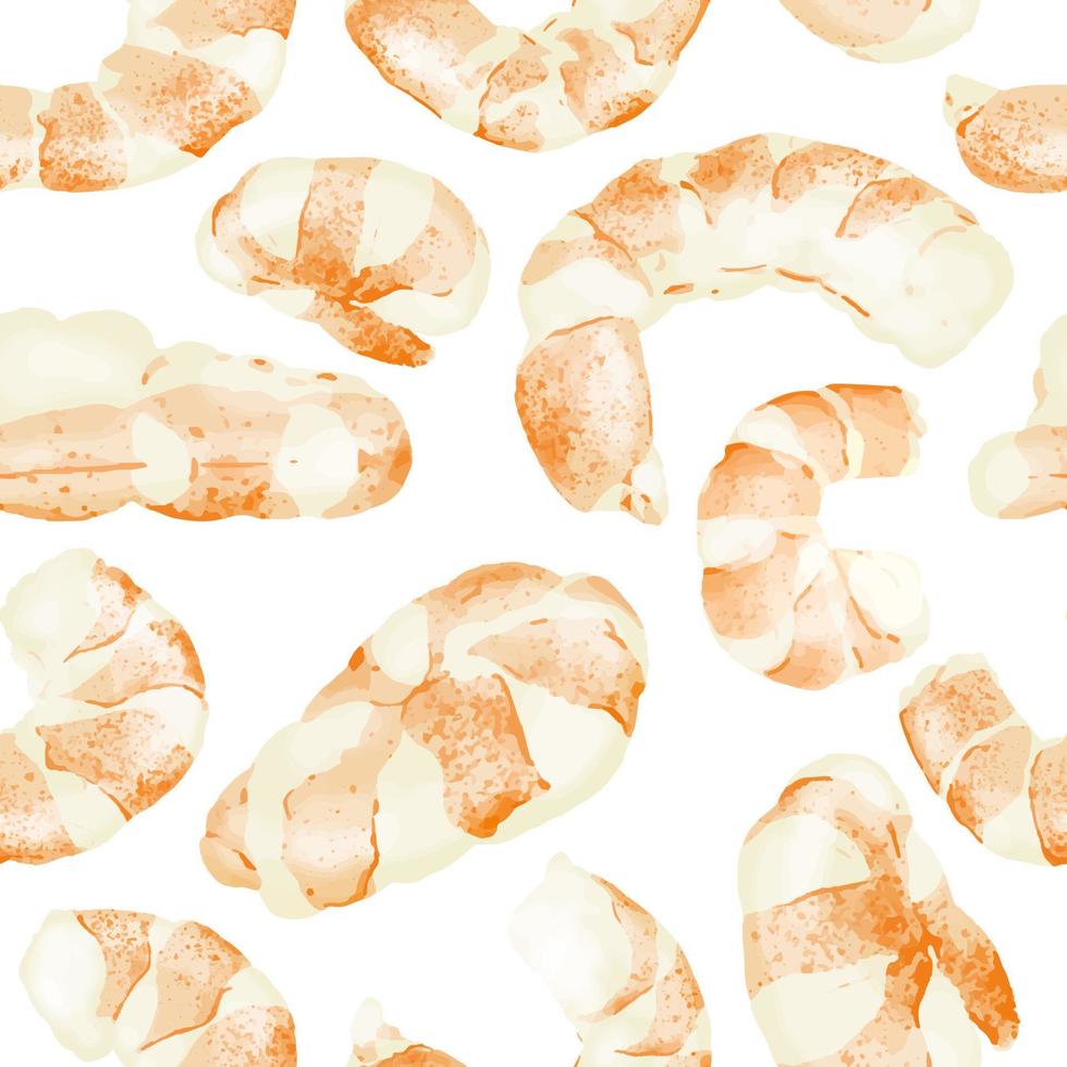 Vector food illustration, shrimp seamless pattern. Realistically drawn appetizing seafood