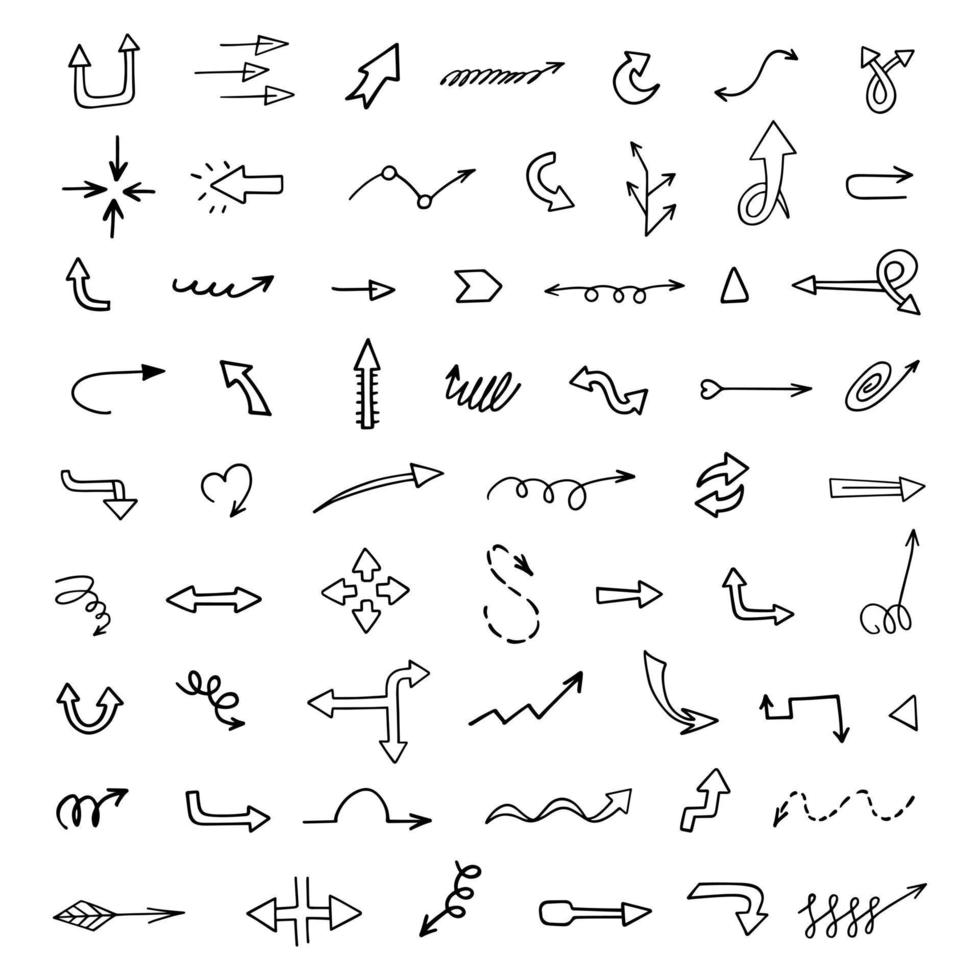 Vector set of hand drawn arrows, elements for presentation
