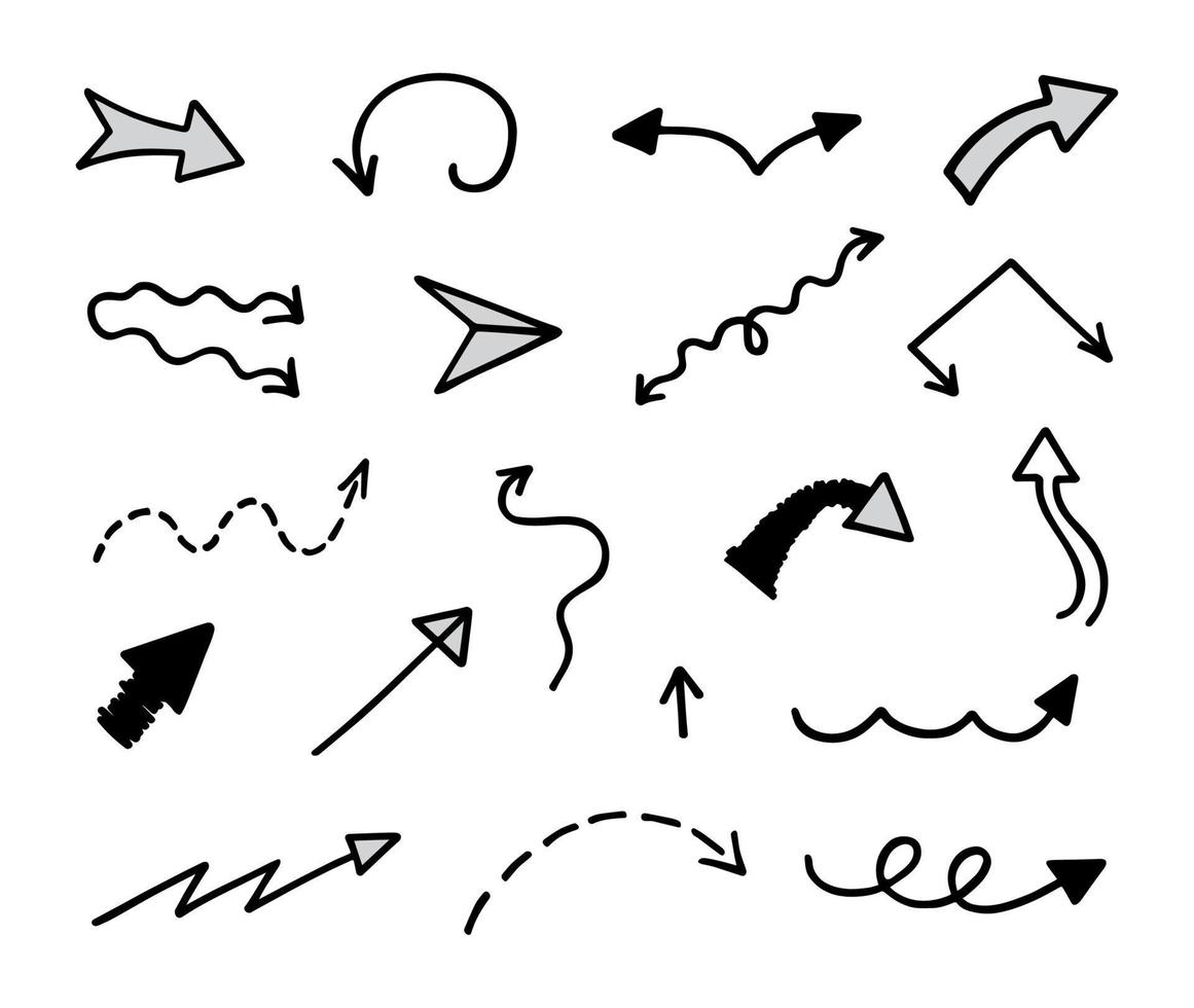 Vector set of hand drawn arrows, elements for presentation